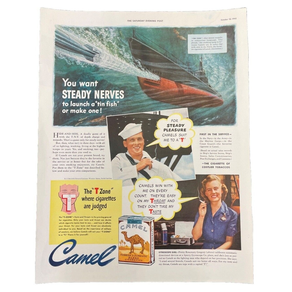 Camel Cigarettes Color Ad The Saturday Evening Post October 10 1942 Page 37 & 38